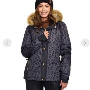 TIPSY ELVES WOMEN'S MIDNIGHT LEOPARD WINTER JACKET